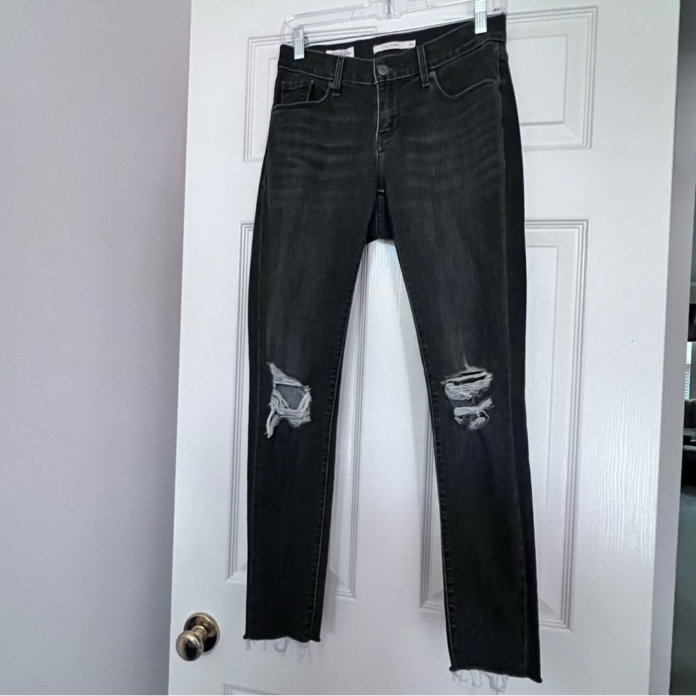 Levi's Black Curvy Skinny Ripped Skinny Jeans